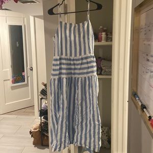 XL universal thread blue and white striped midi sundress